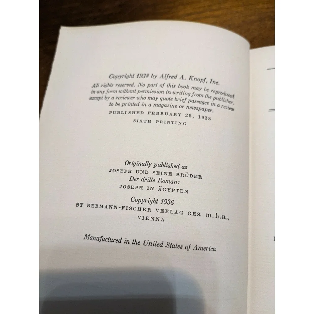 Thomas Mann JOSEPH IN EGYPT, VOL 1‎ 6th Printing